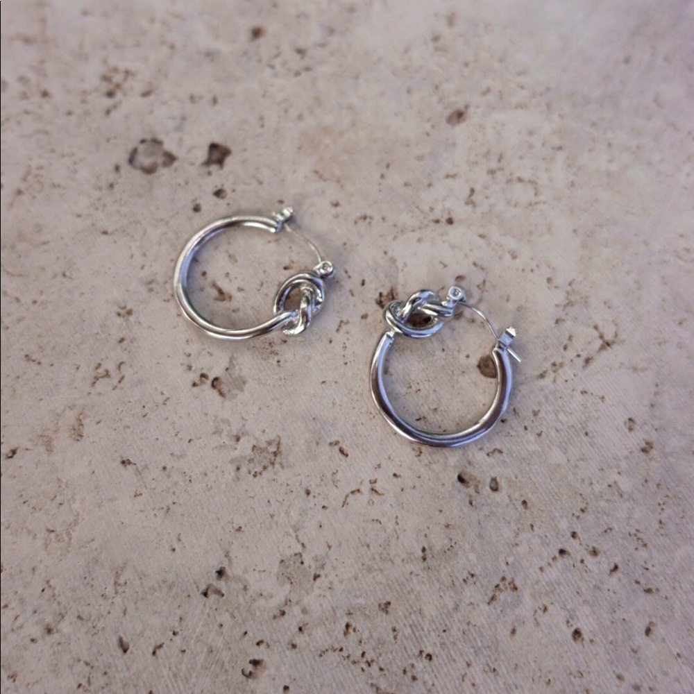 Vintage Celine Style Silver Tone Earrings Hoops